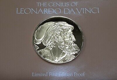 Franklin Mint Genius/DaVinci PF Gold Plated .925 Silver Medal- Head of Pharisee