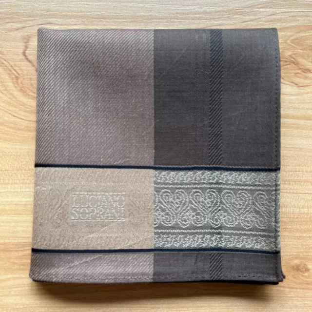 Handkerchief Men's Cotton Vintage Art Brown Striped Plain Pocket Square 19"