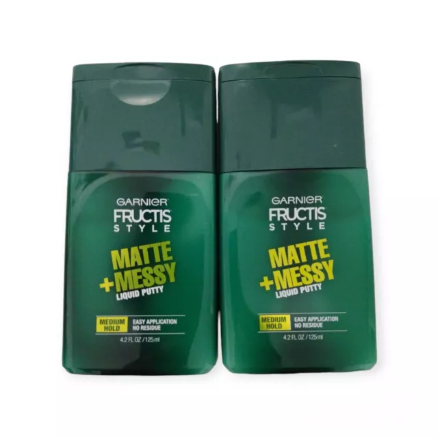 2 Pack Garnier Fructis Style Matte + Messy Liquid Hair Putty for Men, 4.2 Oz