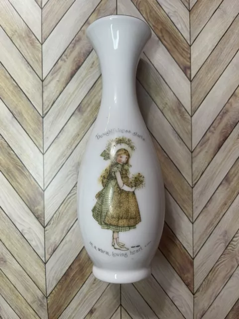 VINTAGE HOLLY HOBBIE Flower Bud Vase "Thoughtfulness Starts" 7" Gold Trim