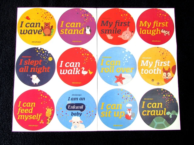 BABY BELLY BADGES "Milestone Stickers" Enfamil Family Beginnings (LOT-12) (NEW)
