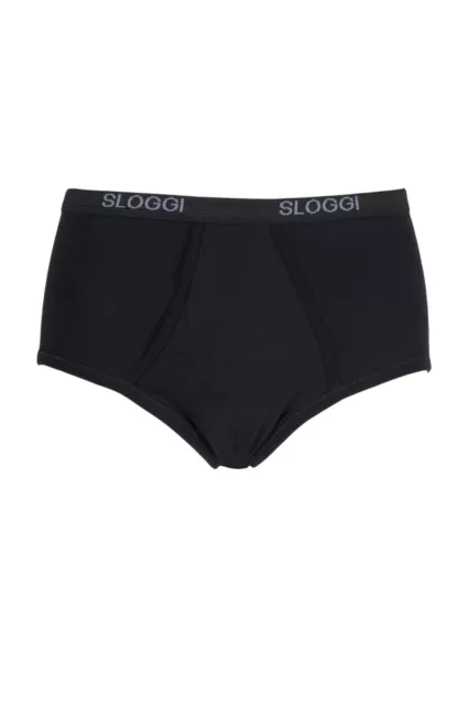 Sloggi Mens Basic Cotton Maxi Briefs in Black or White with Keyhole Fly - 1 Pack