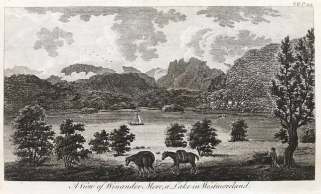 1776 Antique Print; Lake Windermere, Cumbria by Goadby