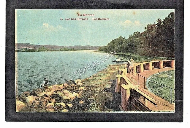 cpa 58 Lac des Settons - Les Rochers (1925)
