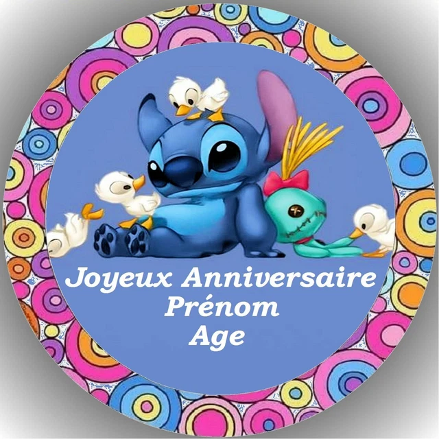 Décor Comestible Gâteau Stitch (Lilo Et Stitch) - Disque Prédécoupé Diamètre 20 Cm - Neuf
