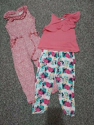 Girls Outfits Bundle Mantary Jumpsuit, Matalan Top & Peacocks Trousers 3-4 years