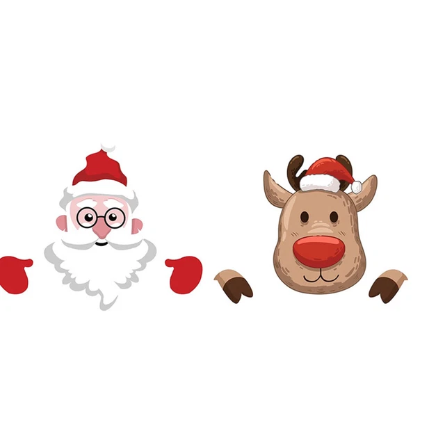 2 stücke Santa Claus Elch Zaun Peeker Weihnachtshof Zeichen