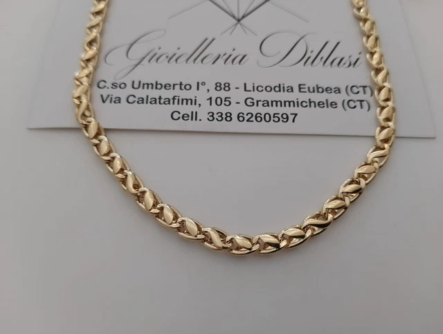 Collier Chaîne 18K Or Jaune Massif 750‰ - 50 Cm, Maille Solide, Neuf Avec étiquettes, Origine Italie