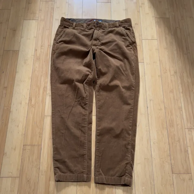 BARBOUR Pants Mens 36x30 Dark Honey Brown Corduroy Neuston Stretch Trousers EUC