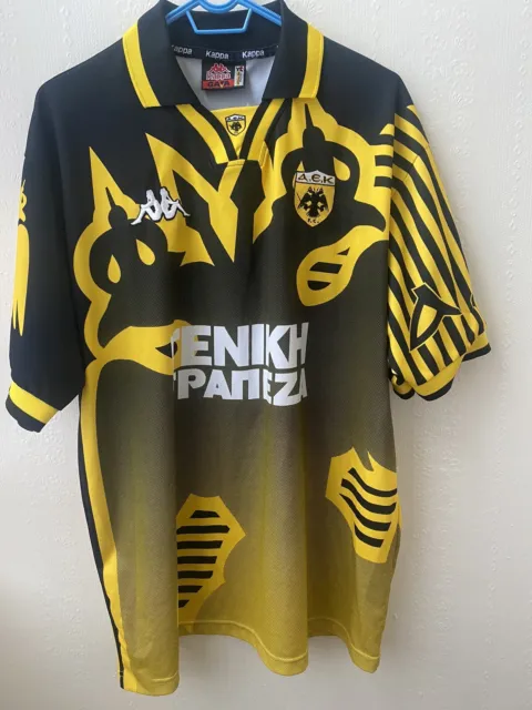 Original Aek  Athens Kappa 1997-1998 Home League Shirt XL