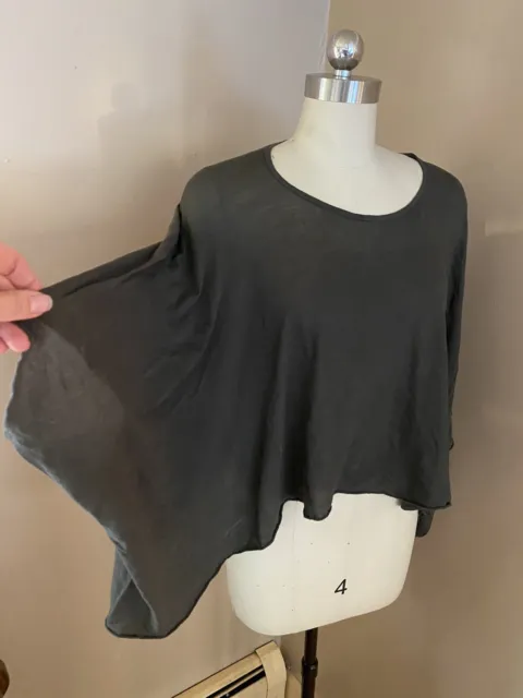 Rick Owens DRKSHDW Dust Gray Asymmetrical Draped Cropped T Shirt Top Womens S