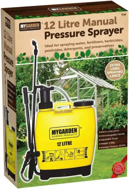 12L Litre Knapsack Backpack Sprayer Pressure Spray Crop Garden Weed Pest Killer