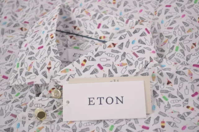 Eton NWT Dress / Sport Shirt Size 16.5 42 L Contemporary Multicolor Ice Cream