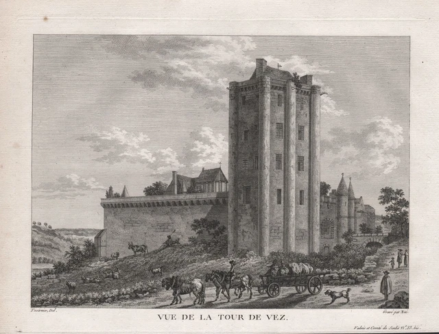 Vez chateau Donjon Oise Hauts-de-France vue estampe gravure engraving 1780