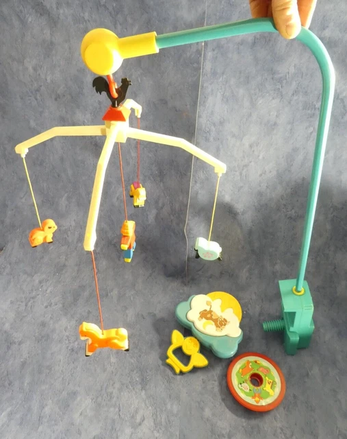 FISHER PRICE VINTAGE 1973 Clockwork Musical Baby Mobile Brahms Lullaby