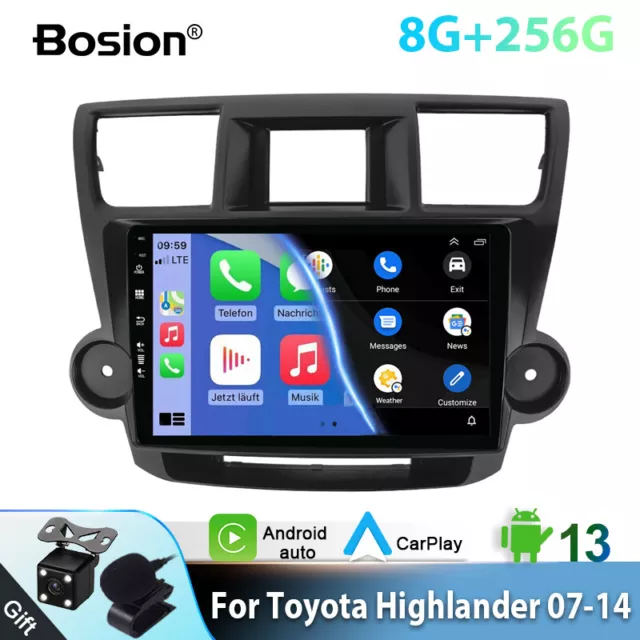 For Toyota Kluger 2007-2014 Car Radio Android 13 GPS 10.1'' CARPLAY WIFI 8G+256G