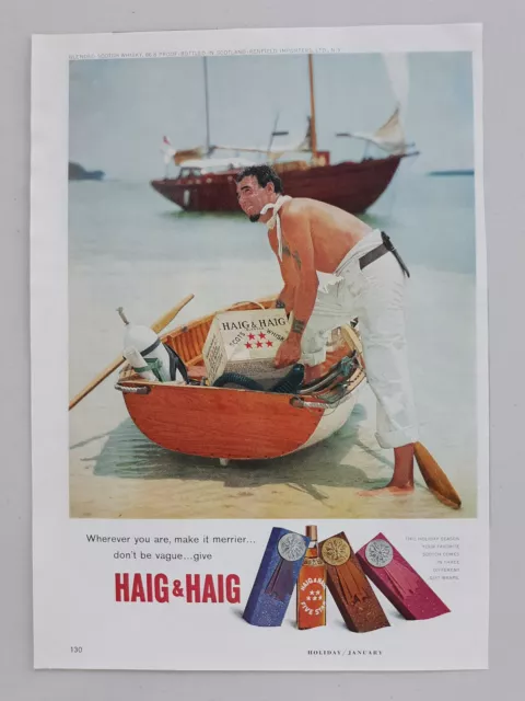 Haig & Haig Scotch Whisky Whiskey Sailboat Dinghy 1964 Vintage Print Ad