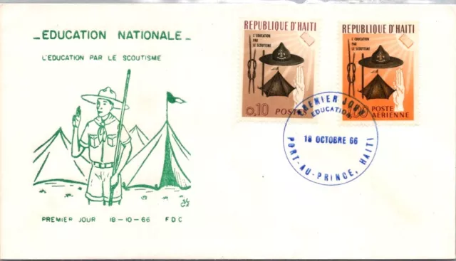 Schallstamps Haiti 1966 Postal Fdc Cachet Cover Scouting Canc Port Au Prince