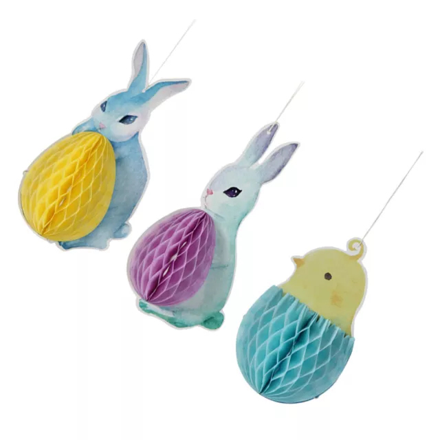 Easter Honeycomb Bunny Chick Egg Decorations (3pcs)