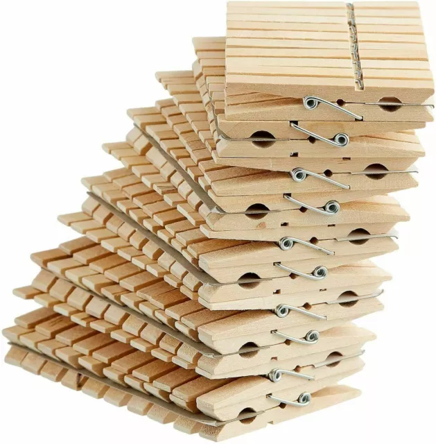 60 Solid Wooden Clothes Pegs Clips Washing Line Airer Rotary Garden Dry Laundry