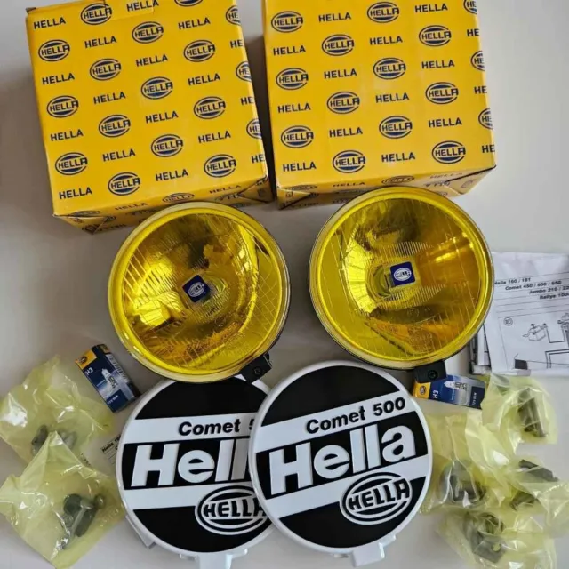 ✅ Hella Comet 500 Yellow High Beam Light Set BMW VW AUDI FREE SHIPPING ✅