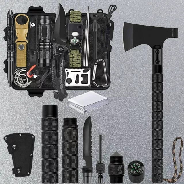 Kit De Survie Camping Hache Chasse Tactique Sac À Dos Équipement D'urgence FR