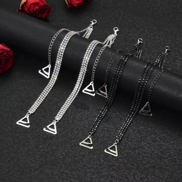 2PCS Shiny Crystal Underwear Straps Non-Slip Bra Belt Jewelry Accessories  Women