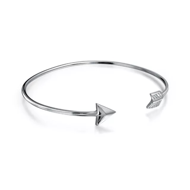 Cupids Arrow Tips Bangle Cuff Bracelet Women High 925 Sterling Silver 2