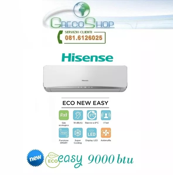 Condizionatore/Climatizzatore INVERTER 9000BTU Hisense Eco New Easy - TE25YD01G