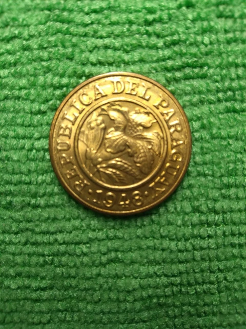 1948 PARAGUAY 25 Centimos Error Multiple Strike Doubled Obverse