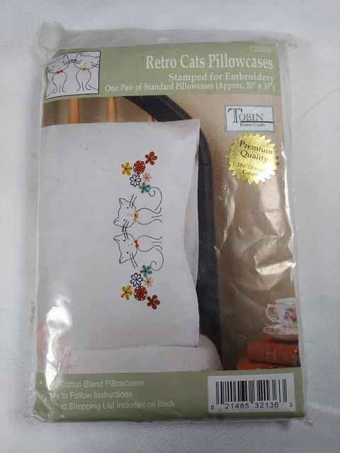 Par de fundas de almohada Tobin con estampado para bordado 20""X30""-retro gatos