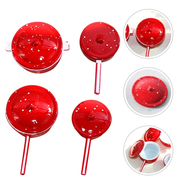 4 Pcs Alloy Child Miniatures Frying Pan Dollhouse Furniture