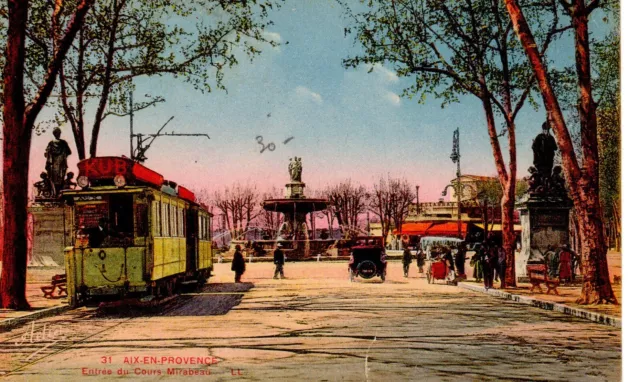 CPA Aix en Provence  (13 Bouche du Rhône), Entrée du cours Mirabeau, années 1920