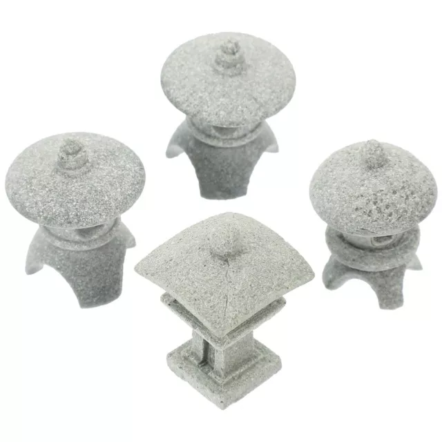 4 Pcs fairy gardens pagoda Small Garden Decor Bonsai Ornaments Miniature Fish