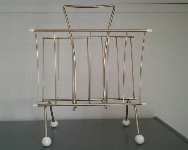 VINTAGE 1960S SPUTNIK magazine/newspaper rack white atomic feet £3.89 ...