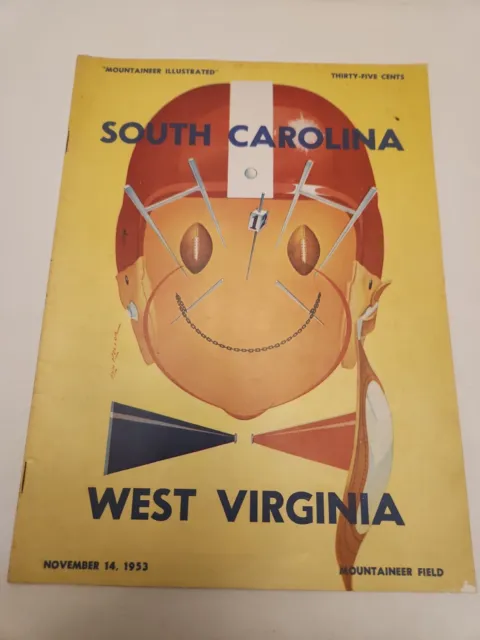 Vintage NCAA South Carolina vs West Virginia Football Program Nov 14th 1953