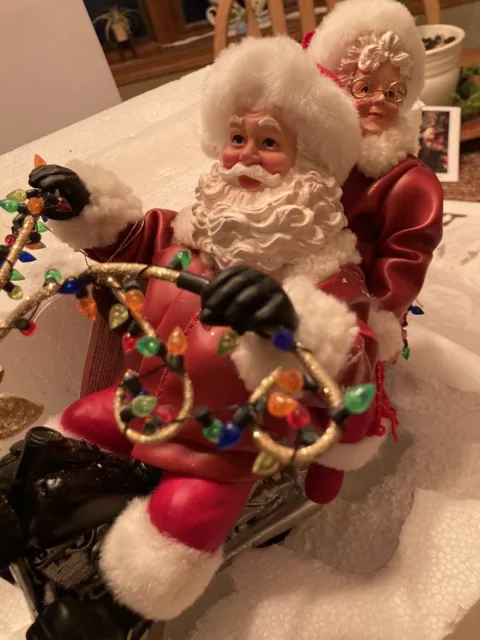 RARE Dept 56 Possible Dreams Christmas Santa and Mrs. Claus Chopper Motorcycle