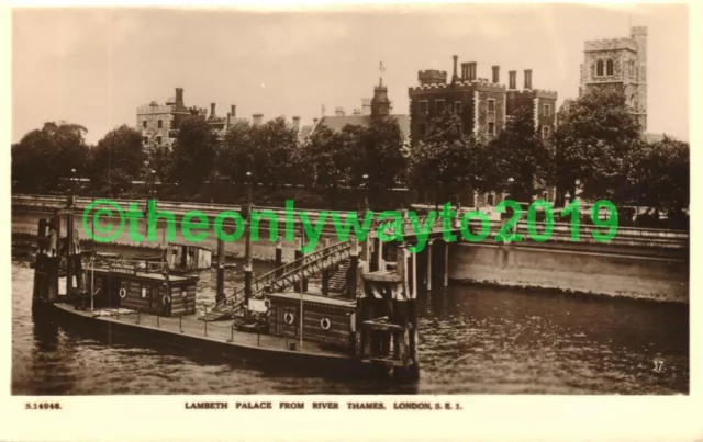 Lambeth Palace from the Thames, London, Bridge House RP Postcard 1940s?
