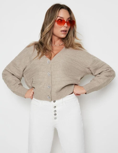 Rockmans Long Sleeve Ombre Button Knit Cardigan Womens Size M