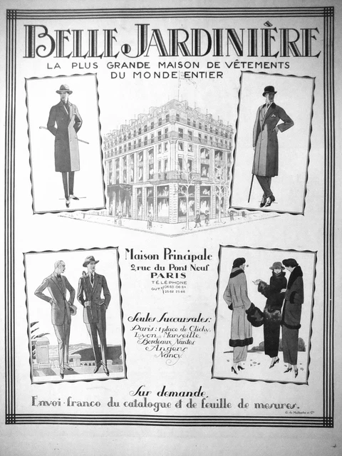 Publicité De Presse 1922 Belle Jardinière Grande Maison De Vêtements