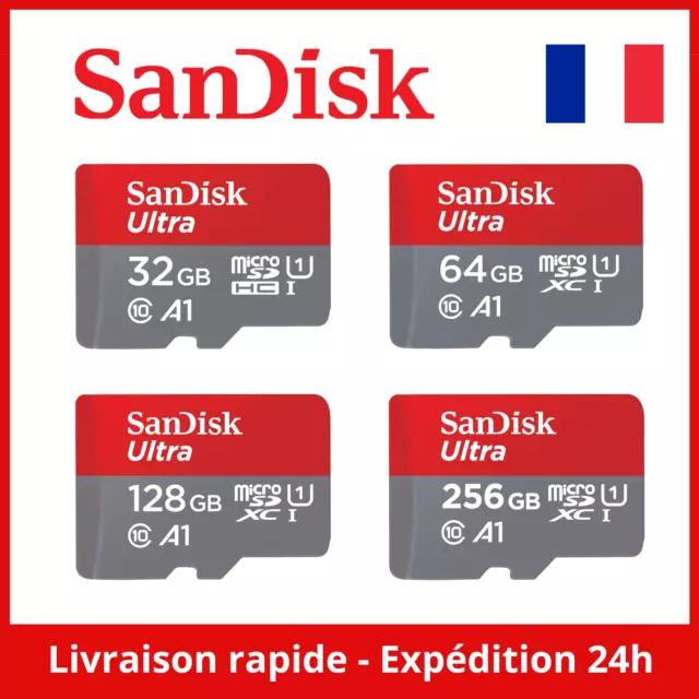 Carte mémoire SANDISK Micro SD 16 32GB SDHC 64 128GB 256GB SDXC + Adaptateur