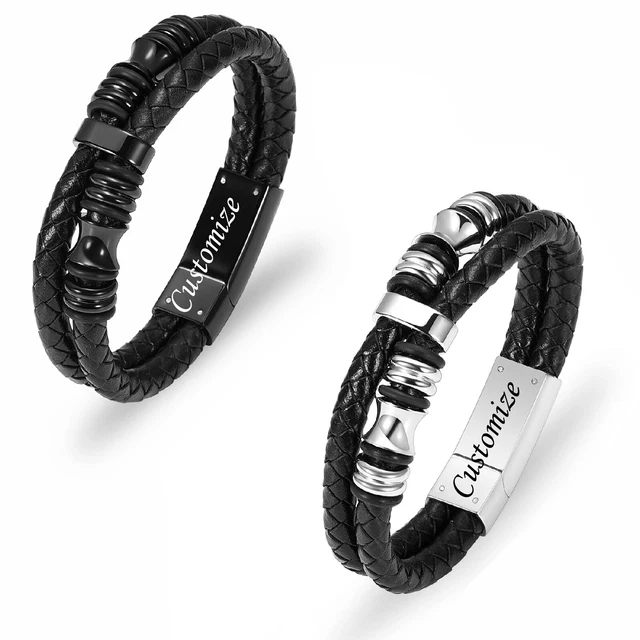 Double Layer Braided Leather Bracelet Cremation Jewellery Mens Urn Bracelet