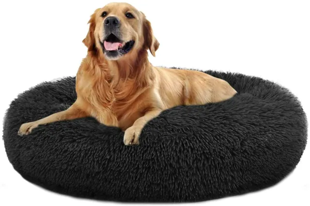Warm Faux Fur Pillow Pet Donut Cuddler Round Plush Calming Dog Bed Cat Bed 3