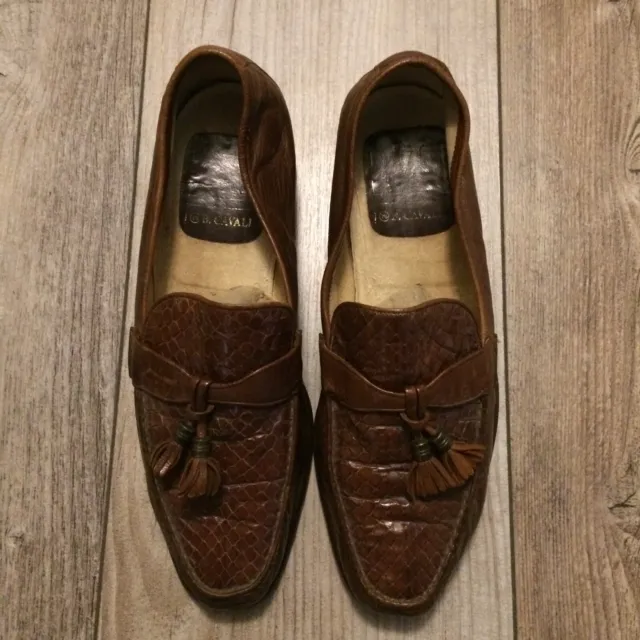 ROBERTO CAVALLI MENS Brown Snake Skin Tassle Loafers Size 40 / 7.5 1303 ...