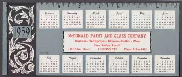 McDonald Paint & Glass Cincinnati advertising blotter 1959