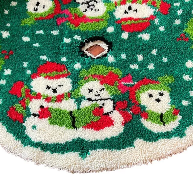 Christmas Latch Hook Tree Skirt Snowman Family Holly Holiday Cheer 2