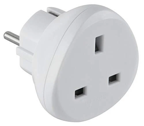 Electraline 70058 Adaptateur de voyage UK vers France/Europe, blanc
