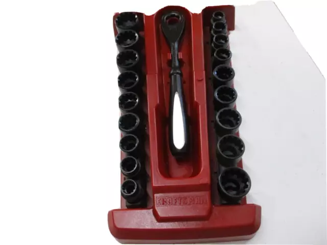 Craftsman 19 Pc. *Spline* SAE & Metric Socket Set w/ Ratchet 31415 L-AB Complete