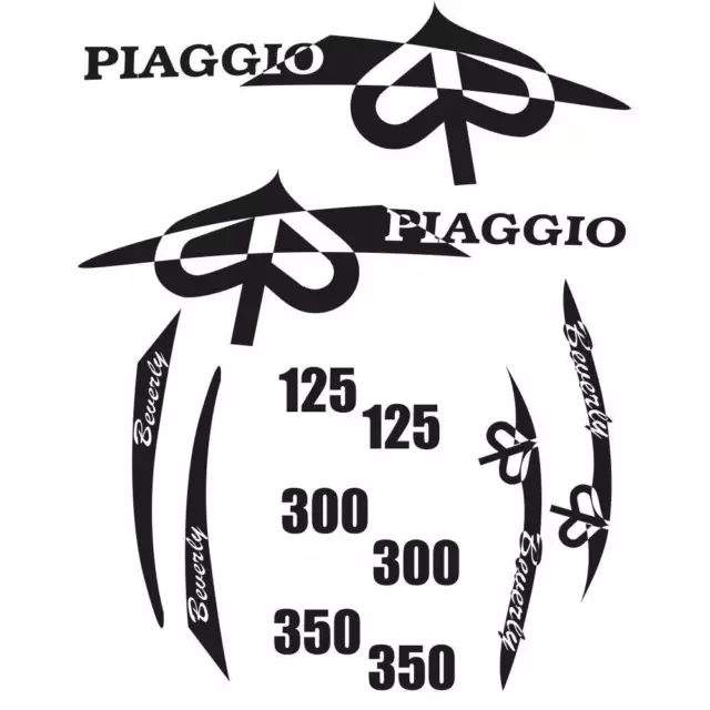 SET 8 STICKERS Black piaggio beverly 300 125 350 Ie '10 Graphic