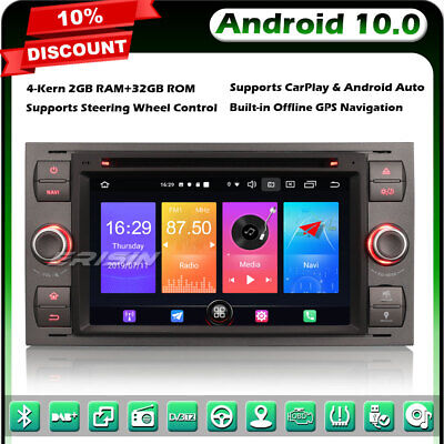 Android 10 GPS Autoradio Carplay TNT Ford C/S-Max Fiesta Kuga Focus Transit Erisin DAB 